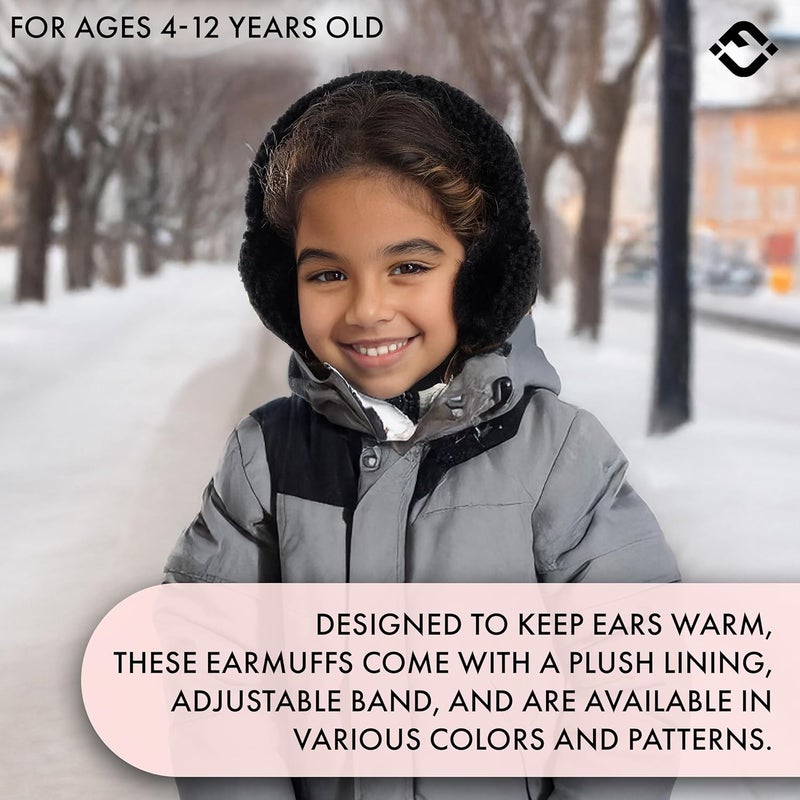 Funky Junque Winter Ear Muffs for Kids Girl Boy Fuzzy Cozy Warm Earmuffs Adjustable Cold Weather Ear Warmer Ages 4-12 - Image 4